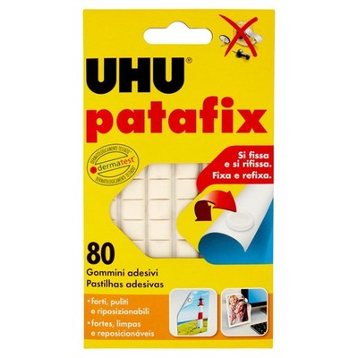 Patafix 41710 - Gomma adesiva removibile, Bianco, confezione da 80 Gommini