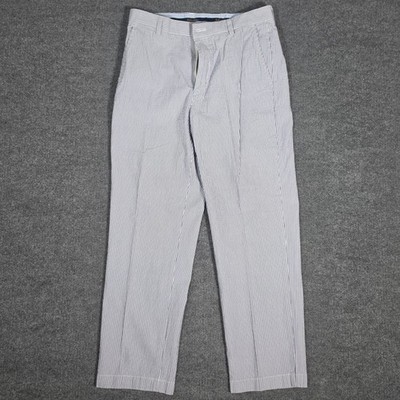 Brooks Brothers Clark Seersucker Pants Mens 33x30 Blue White Striped Cotton