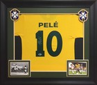 Brazil Pele Authentic Signed Yellow Pro Style Framed Jersey