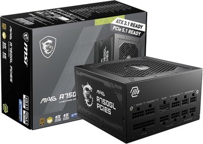 MSI MAG A750GL PCIE 5 750W ATX 3.1 Full Modular 80 Plus Gold Gaming Power Supply