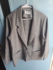 Vintage Alfred Dunner Gray Blazer Jacket Womens Size 14 Single Button Textured