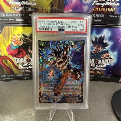 DRAGON BALL ULTRA INSTINCT SON GOKU THE UNSTOPPABLE GOLD FOIL DB1-021 SR PSA 9