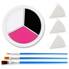 Face Body Paint Kit Black White Pink with Sponge Brush Halloween Makeup