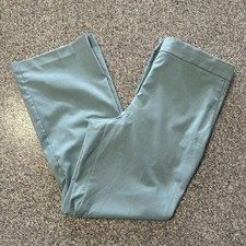 Ann Taylor Dress Pants Womens 12P Teal Solid Stretch Straight High Rise