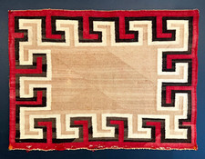 HISTORIC NAVAJO SADDLE BLANKET/RUG,VARIEGATED NATURAL TAN WINDOW,GOOD,C1930, NR!
