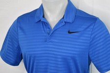 NIKE DRI-FIT Small Men's Polyester Golf Polo Shirt Blue Striped