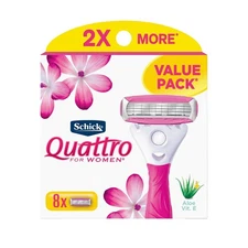 Schick Quattro 4-Blade Razor Blade Refills Value Pack, 8 CT