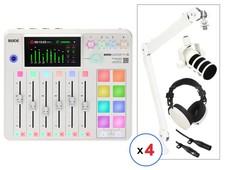 Rode Rodecaster Pro II and PodMic 4 Person Podcast Kit - White