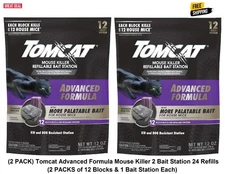 Tomcat Advanced Formula Mouse Killer  (2) Bait Station (24) Refills Pet Kid Safe