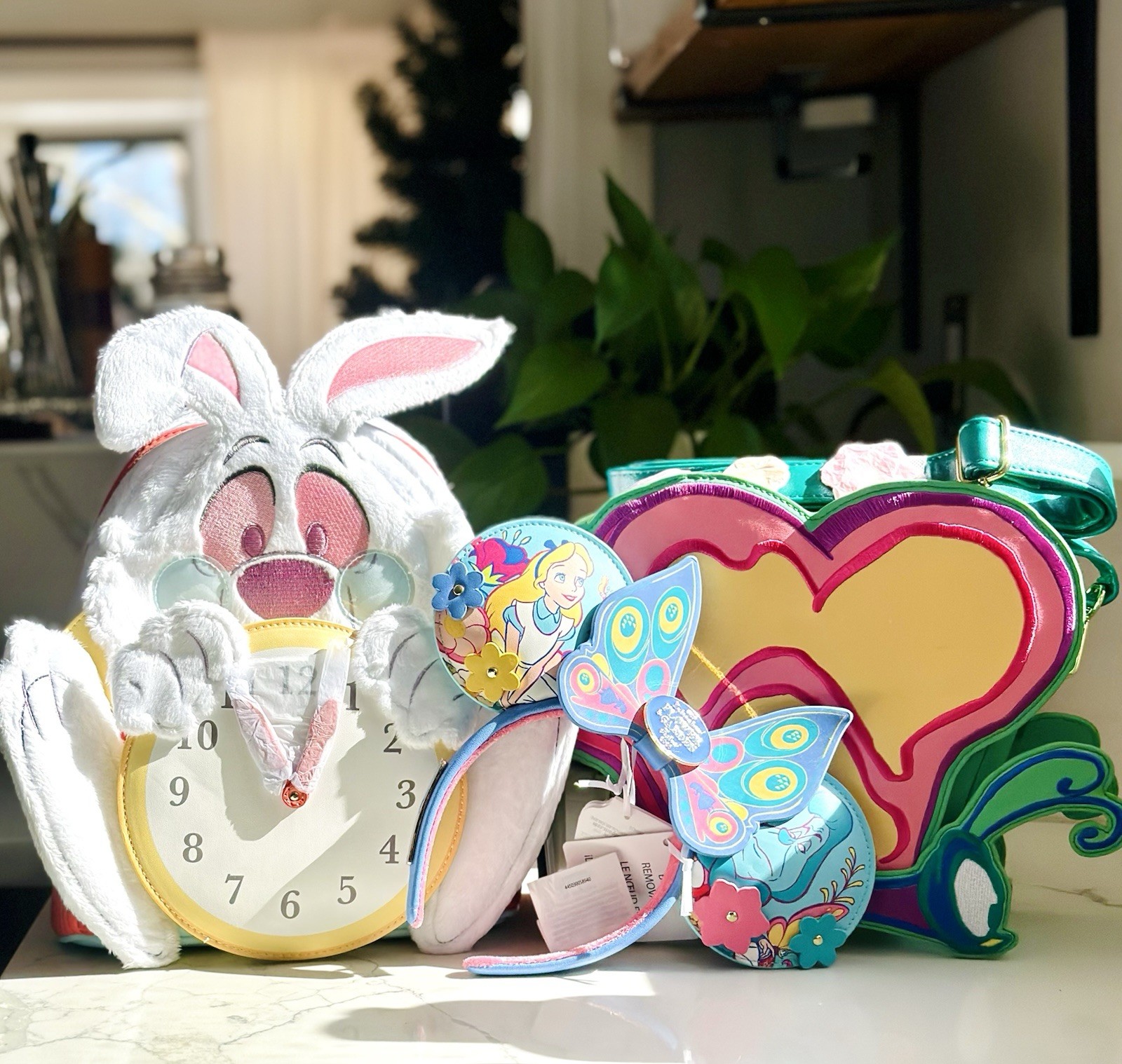 Loungefly Disney Alice In Wonderland White Rabbit & Flower and Garden Bundle NWT