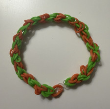 Green & Orange Rubber Cord Chain Bracelet, No...