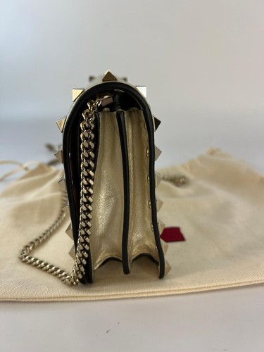 Valentino rockstud bag w chain gold leather crossbody shoulder clutch £880 KB - Picture 8 of 15