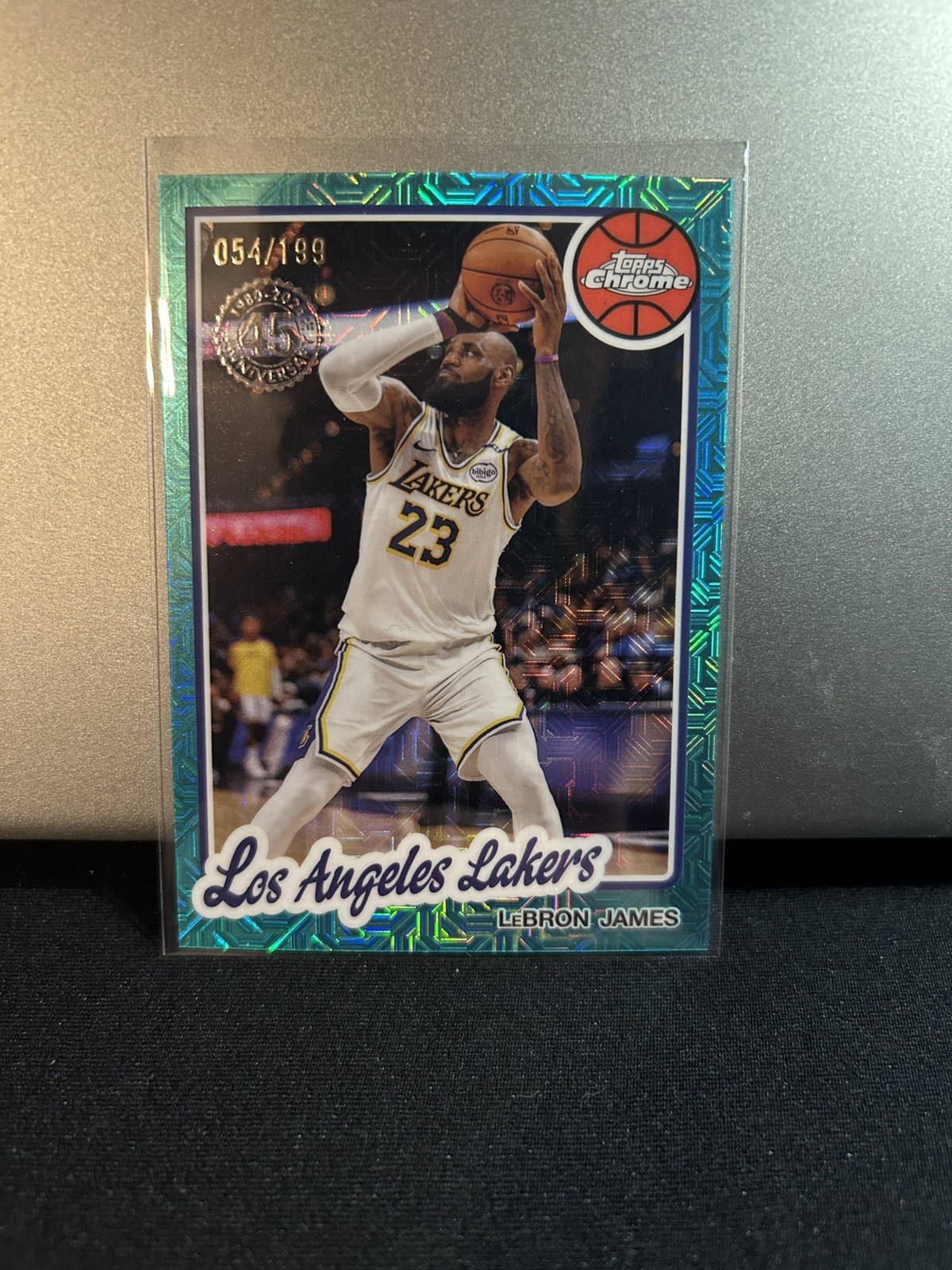 2025 Topps Basketball LeBron James 45th Anniversary Mojo Aqua /199 LA Lakers