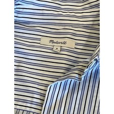 Madewell Striped Button Down Shirt Dress Blue White Long Sleeve Size M NS220