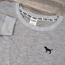 Victoria  s Secret PINK Gray Large Oversized Sweatshirt With Dog Logo Relaxed Fit