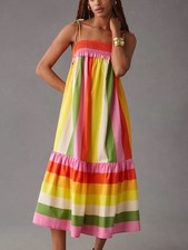 Farm Rio Sleeveless Smocked Tiered Dress Size Small