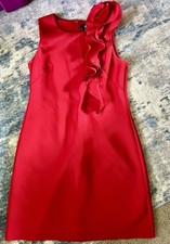 Jason Wu Red Sexy Valentine Day Cocktail Rosette Shoulder Formal Party Dress Med