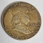 1954 Benjamin Franklin Half Dollar Coin