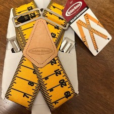 Unique Yellow Ruler Print Men's Suspenders for Teachers Carpenters Construction