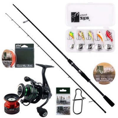 Inzite Base Stick Barsch Starterset - Angelrute + Angelrolle & mehr Zite Fishing