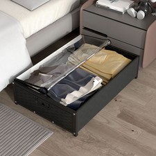 Storage Box Under The Bed With Wheels Storage Box (black And White With Transpa