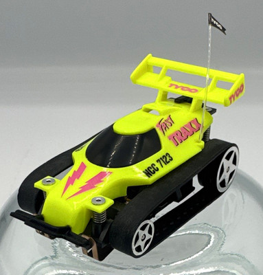 TYCO 440-X2 Fast Traxx HO Scale Slot Car Neon Yellow/Black #NCC 7123 1987 - VTG