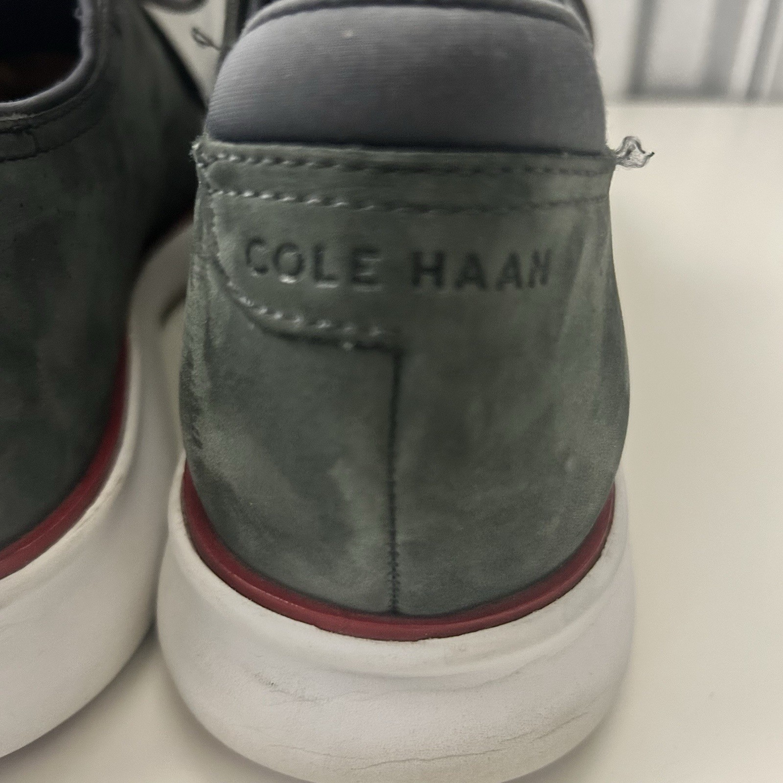 SAOLA Oxford Cole Haan uomo 2.Zerogrand foderato laser punta alare blu navy nabuk scamosciato 9 5