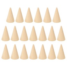 50x29mm Natural Wood Cone Ring Holder, 20 Pack Finger Jewelry Display Stand