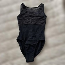 Chacott Ballet Leotard 140cm Black Geometric Lace Switchable Back