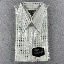 Towncraft Penn-Prest Men's 16 1/2-34 White Green Check Dress Shirt Vintage NEW