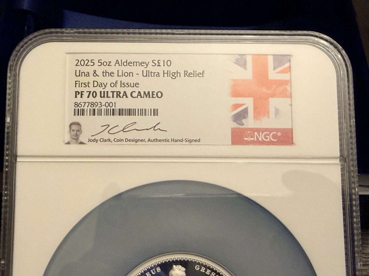 2025 Alderney Una & The Lion 5oz & 2oz PF70 NGC FDI Jody Clark
