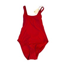 Quince Italian Cross-Back One-Piece Swimsuit Cherry Red NWT Bathing Suit Size M