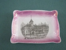 Winthrop MN Minn Minnesota Advertising Souvenir Wheelock China Pin Dish School