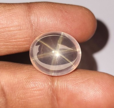 29 Carat Natural White Color 6 Ray Both Side Star Rose Quartz Oval Cabochon