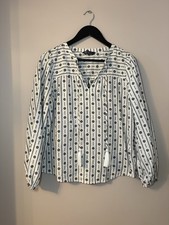 M&S Collection Petite White Embroidered Tassel Boho Top UK 8