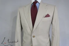 NWOT STILE LATINO Attolini Stone Beige side vent flat front bespoke suit 42 R