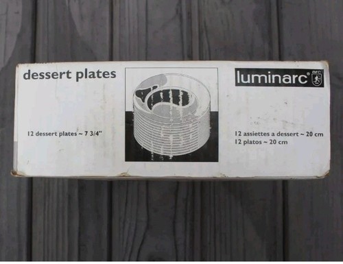 12 LUMINARC Clear GLASS 7¾" Dessert/Salad Plates BUY THE DOZEN Made in USA NEW - Picture 2 of 2