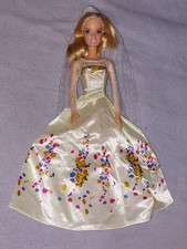 Barbie Kleid Puppen Brautkleid mit Schleier Hochzeitskleid Prinzessin #63