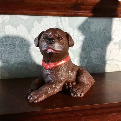 Brauner Welpe Hund Beton Figur Ornament Statue - Handarbeit 