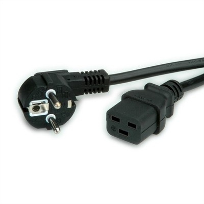Netzkabel Schutzkontakt CEE7/7 - IEC320-C19, 16A, schwarz, 3 m für USV geeingnet