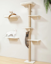 Cat Wall Shelves, Stable Wall Mounted Cats Furniture Set, Kitten Scratching Post