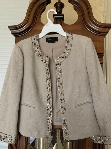 BCBG Max Azria Jacket Beige Linen 