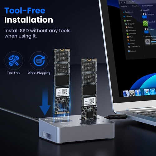Dual-Bay Offline Cloner M.2 NVME/SATA Docking Station M.2 NVME/SATA Duplicatore - Foto 10 di 11