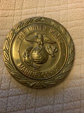 Vintage The United States Marine Corps Solid Brass Belt Buckle Baron BBB 2.5  