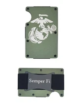 Engraved in USA Marines. Eagle Globe And Anchor Semper Fi USMC Slim Wallet  