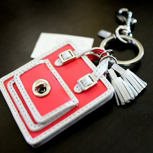 NWT COACH Leather Keychain 63836 Mini Handbag Purse Charm/ Key Ring FOB NEW - Picture 2 of 6