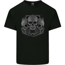 Gothic Skulls Heavy Metal Rock Music Goth Biker Mens Cotton T-Shirt Tee Top