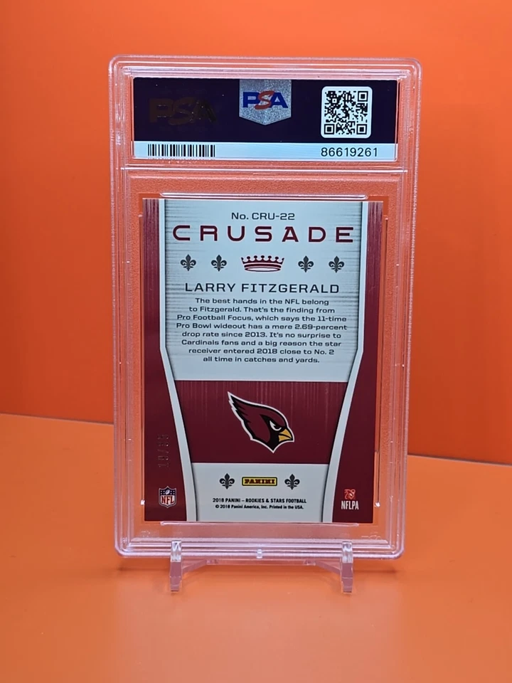🔴🔴 2018 ROOKIES & STARS LARRY FITZGERALD #CRU-22 CRUSADE ORANGE 19/35 POP 1 🔴 - Image 2 of 4