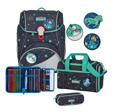 Scout LED Alpha Set 4-teilig Schulranzen Sternenhimmel dunkelblau