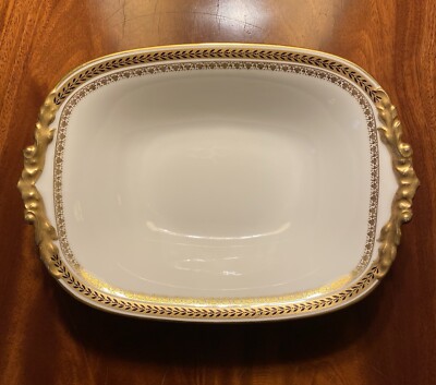 Antique Jean Pouyat Limoges JPL Open Vegetable Gold Black Laurel Wanamaker